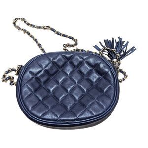Charter Club Women's Navy Blue Quilted Designer Inspired Style Shoulder Bag